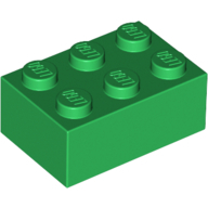 Lego kostka (kostička) 2x3, zelená (300228, 4109674)